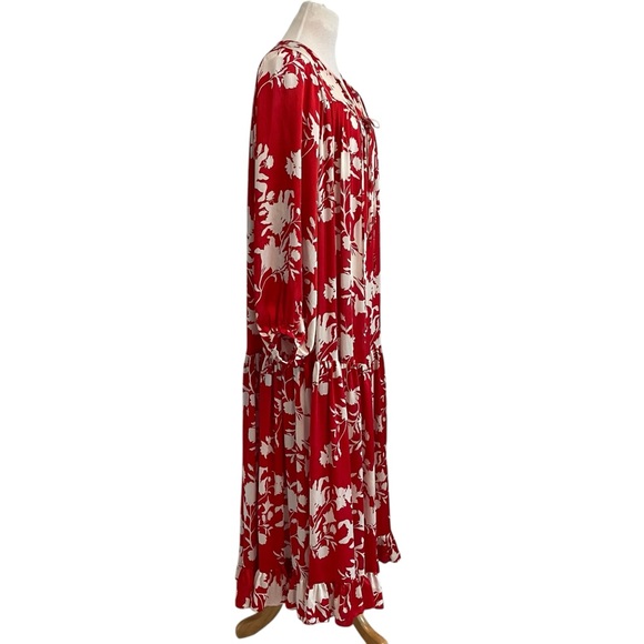 Johanna Ortiz Vibrant Red and Cream Maxi Dress - Picture 11 of 15